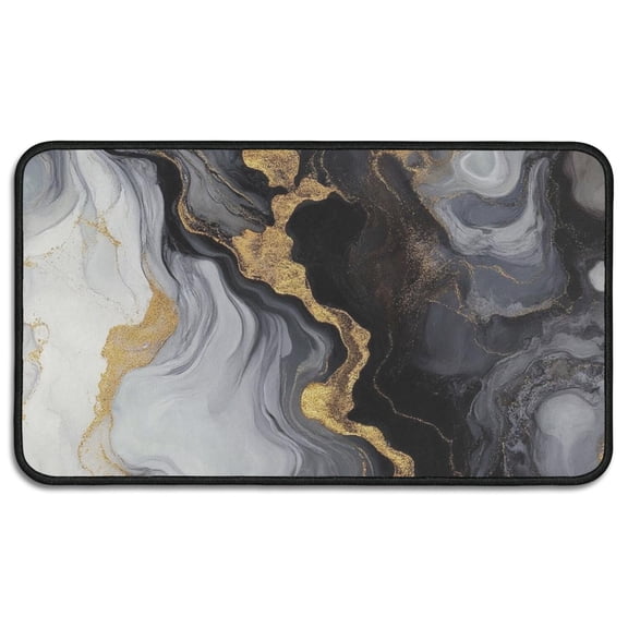 Black White Gold Marble Pattern Door Rugs,Washable Non Slip Door Mats Indoor,Decorative Door Mats,Entry Mat Indoor for Entrance,Bedroom,Kitchen,Bathroom,30"x17"