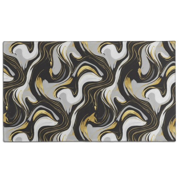 Black White Gold Marble Pattern Door Rugs,Washable Non Slip Door Mats Indoor,Decorative Door Mats,Entry Mat Indoor for Entrance,Bedroom,Kitchen,Bathroom,17"x30"