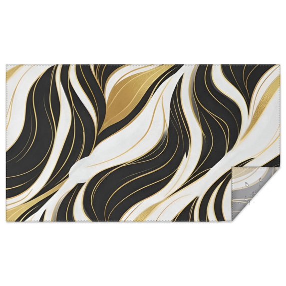 Black White Gold Marble Pattern Rectangle Tablecloth 60"x102",Waterproof Polyester Rectangle Table Cloth, Wipeable Spillproof Polyester Tablecloth for Dining, Camping, Indoor and Outdoor