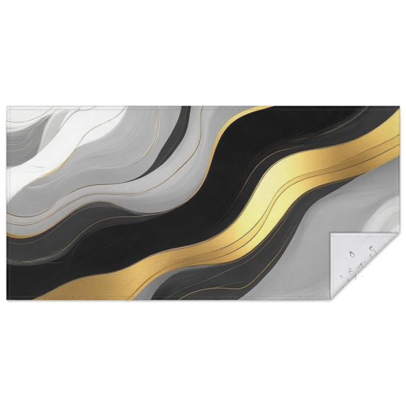 Black White Gold Marble Pattern Rectangle Tablecloth 60"x120",Waterproof Polyester Rectangle Table Cloth, Wipeable Spillproof Polyester Tablecloth for Dining, Camping, Indoor and Outdoor