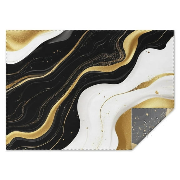 Black White Gold Marble Pattern Rectangle Tablecloth 60"x84",Waterproof Polyester Rectangle Table Cloth, Wipeable Spillproof Polyester Tablecloth for Dining, Camping, Indoor and Outdoor