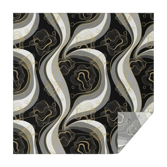 Black White Gold Marble Pattern Square Tablecloth,Waterproof Square Table Cover,Wipeable Spillproof Washable Table Cover for Home Kitchen Party Decor 60"x60"(152x152cm)