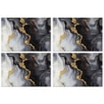 thumbnail image 1 of Black White Gold Marble Pattern Summer Placemats Table Placemats Set Of 4-Linen Kitchen Washable Placemats Table Mats 11.8"x17.7" Non-Slip Heat Resistant, 1 of 6