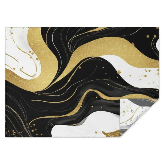 Black and Gold Marble Wavy Lines Pattern Rectangle Tablecloth 60"x84",Waterproof Polyester Rectangle Table Cloth, Wipeable Spillproof Polyester Tablecloth for Dining, Camping, Indoor and Outdoor