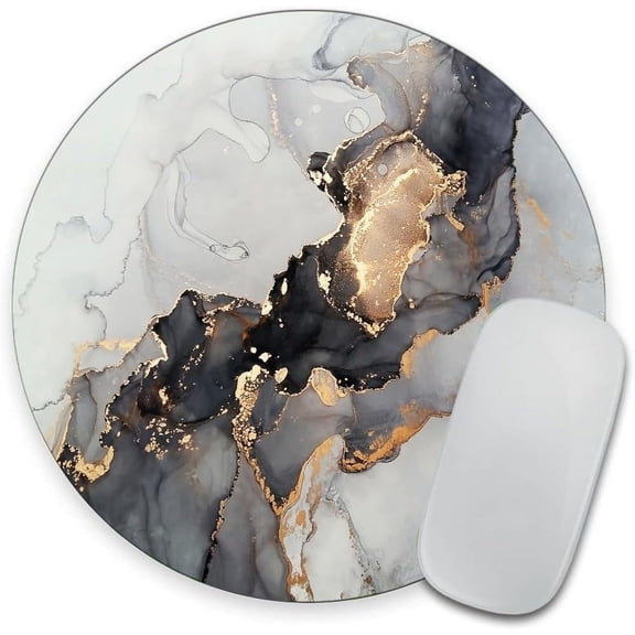 Black and White Gold Marble Round Mouse pad Customized Mousepad Non-Slip Rubber Base Mouse Pads for Computers Laptop Office Desk Accessories Mouse pad