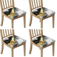 thumbnail image 1 of Black White and Gold Marble Seat Covers for Dining Room Chairs Set Of 4,Stretch Printed Washable Chair Seat Cover with Elastic Ties and Button,Removable Waterproof Couch Cushion Covers, 1 of 6