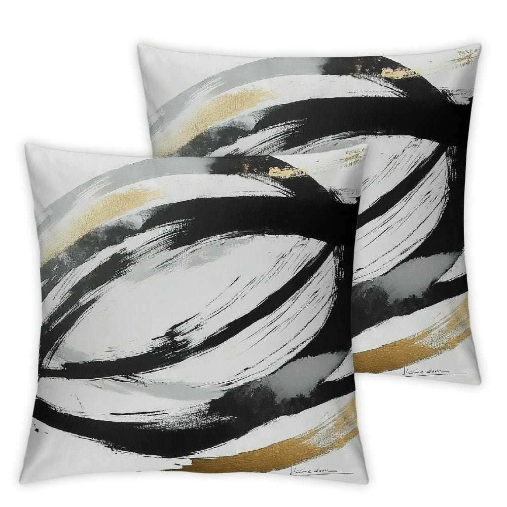 Black White and Gold Pillow Covers, Abstract Black and Gold Pillow ...