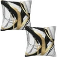 thumbnail image 1 of Black White and Gold Throw Pillow Covers 16x16 Set of 2, Abstract Modern Striped Pillow Case Outdoor Decor Cushion Case Decoration for Home Couch Chair Sofa, 1 of 8