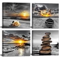thumbnail image 1 of Black and White Gold Wall Decor Sea Sunset Beach Wall Art Seascape Zen Painting Sunrise Wall Picture Ocean Canvas Print for Living Room Bedroom Bathroom Home Wall Decoration Framed Wall Art, 1 of 6