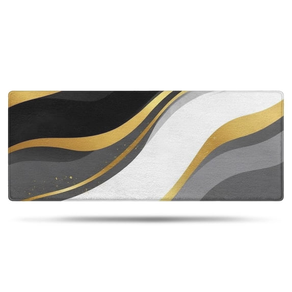Black White Gold Wave Marble Bathroom Rugs Mat,Non Slip Microfiber Bathroom Rug,Rubber Backing,Soft Bathroom Mats for Bathroom Floor,Tub and Shower,60x24in(150x60cm)