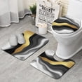 thumbnail image 1 of Black Marble Gold Wave Pattern Bathroom Rugs Sets 3 Piece,Toilet Cover Set,Absorbent Non Slip Bathroom Mats Sets with U-Shaped Contour Rug Toilet Rug Set, 1 of 5