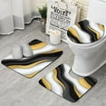 thumbnail image 1 of Black White Gold Wave Marble Pattern Bathroom Rugs Sets 3 Piece,Toilet Cover Set,Absorbent Non Slip Bathroom Mats Sets with U-Shaped Contour Rug Toilet Rug Set, 1 of 5