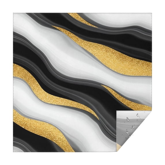 Black White Gold Wave Marble Pattern Square Tablecloth,Waterproof Square Table Cover,Wipeable Spillproof Washable Table Cover for Home Kitchen Party Decor 60"x60"(152x152cm)