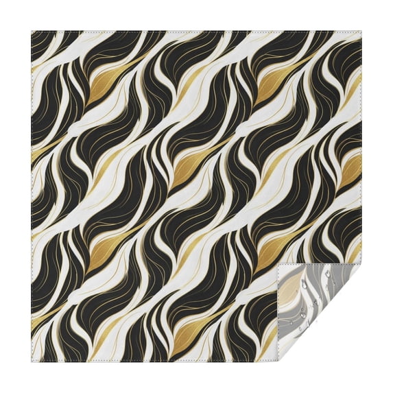 Black White Gold Wave Marble Pattern Square Tablecloth,Waterproof Square Table Cover,Wipeable Spillproof Washable Table Cover for Home Kitchen Party Decor 60"x60"(152x152cm)