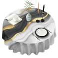 thumbnail image 1 of Black White Gold Wave Marble Round Tablecloth 60"x60",Wrinkle Wipeable Table Cloth for Kitchen Dining Room Picnic Patio Party, 1 of 6