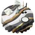 thumbnail image 1 of Black White Gold Wave Marble Round Tablecloth 60"x60",Wrinkle Wipeable Table Cloth for Kitchen Dining Room Picnic Patio Party, 1 of 6