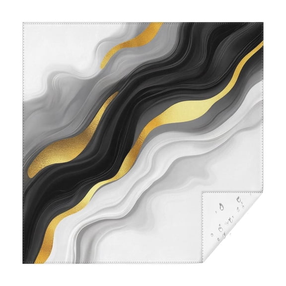 Black White Gold Wave Marble Square Tablecloth,Waterproof Square Table Cover,Wipeable Spillproof Washable Table Cover for Home Kitchen Party Decor 42"X42"(107x107cm)