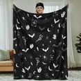 thumbnail image 1 of Black and White Goth Flannel Blanket Black Throw Blanket Aesthetic Witch Bat Gothic Decor and Accessories Stuff, Birthday Halloween Decorations Witchy Gifts (50"x60"), 1 of 6