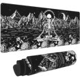 thumbnail image 1 of Black and White Goth Skeleton Skull Meditation Gaming Keyboard Mouse Pad Mousepad Huge Extended XL Stitched Edge Rubber Sole for Home Office(31.5"X 11.8"), 1 of 6