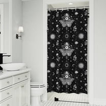 Black White Gothic Butterfly Sun Moon Flower Pattern Shower Curtain 36"x72" ,Bathroom Decorative Shower Curtains Set with 12 Hooks,Modern Waterproof Washable Shower Curtain