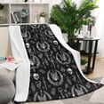 thumbnail image 1 of Black White Gothic Cat Skull Key Pattern Blanket,Comfortable Soft Lamb Wool Throw Blanket,All Season,Warm Lightweight Blankets for Sofa Bed Couch Living Room Chair,50"x60", 1 of 4