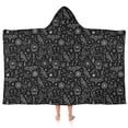thumbnail image 1 of Black White Gothic Crystal Ball Bird Bat Pattern Hooded Bath Towel，50"x30" for Ages 3 To 12 Kids, Quick Dry Lightweight Soft Microfiber Hood Beach Towel Cover Up for Kids, 1 of 7