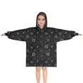 thumbnail image 1 of Black White Gothic Geometry Sun Moon Pattern Blanket Hoodies for Kids 6-13YR Oversize Wearable Blanket Hoodies for Boys Girls Teens, 1 of 7