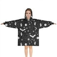 thumbnail image 1 of Black White Gothic Hand Bat Eye Pattern Blanket Hoodies for Kids 6-13YR Oversize Wearable Blanket Hoodies for Boys Girls Teens, 1 of 7