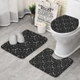 thumbnail image 1 of Black White Gothic Moon Flower Card Pattern Bathroom Rugs Sets 3 Piece,Toilet Cover Set,Absorbent Non Slip Bathroom Mats Sets with U-Shaped Contour Rug Toilet Rug Set, 1 of 5