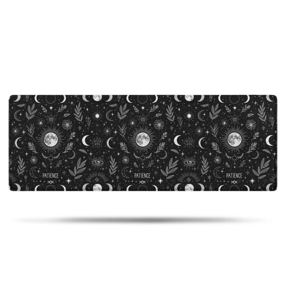 Black White Gothic Moon Flower Leaf Pattern Bathroom Rugs Mat,Non Slip Microfiber Bathroom Rug,Rubber Backing,Soft Bathroom Mats for Bathroom Floor,Tub and Shower,47x17in(120x43cm)