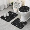 thumbnail image 1 of Black White Gothic Moon Flower Leaf Pattern Bathroom Rugs Sets 3 Piece,Toilet Cover Set,Absorbent Non Slip Bathroom Mats Sets with U-Shaped Contour Rug Toilet Rug Set, 1 of 5
