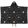 thumbnail image 1 of Black White Gothic Moon Flower Leaf Pattern Hooded Bath Towel，60"x35" for Ages 3 To 12 Kids, Quick Dry Lightweight Soft Microfiber Hood Beach Towel Cover Up for Kids, 1 of 7