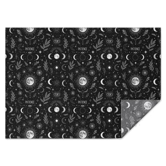 Black White Gothic Moon Flower Leaf Pattern Rectangle Tablecloth 60"x84",Waterproof Polyester Rectangle Table Cloth, Wipeable Spillproof Polyester Tablecloth for Dining, Camping, Indoor and Outdoor
