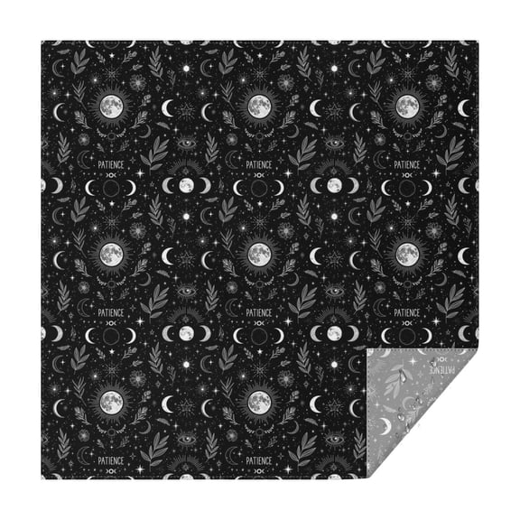 Black White Gothic Moon Flower Leaf Pattern Square Tablecloth,Waterproof Square Table Cover,Wipeable Spillproof Washable Table Cover for Home Kitchen Party Decor 52"x52"(132x132cm)