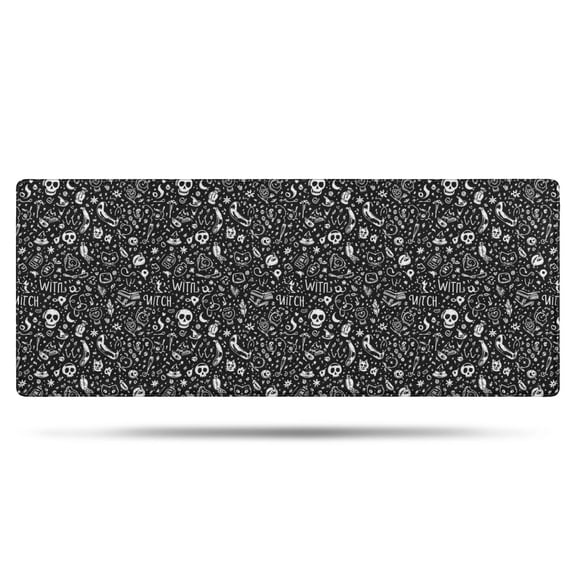 Black White Gothic Witch Skull Pattern Bathroom Rugs Mat,Non Slip Microfiber Bathroom Rug,Rubber Backing,Soft Bathroom Mats for Bathroom Floor,Tub and Shower,60x24in(150x60cm)