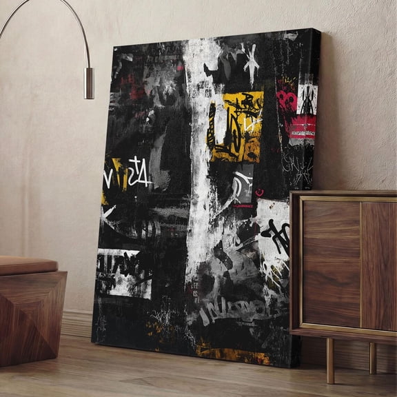 Black White Graffiti Poster, Unframed Paper Poster 8x10in