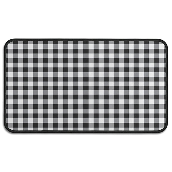 Black White and Gray Checkerboard Pattern Door Rugs,Washable Non Slip Door Mats Indoor,Decorative Door Mats,Entry Mat Indoor for Entrance,Bedroom,Kitchen,Bathroom,30"x17"