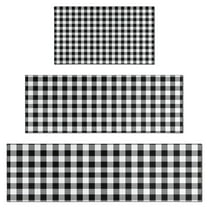 Black White and Gray Checkerboard Pattern Kitchen Rugs Sets Of 3,Kitchen Runner Rugs Non Skid Washable,Decorative Kitchen Floor Mats for Kitchen,Sink,Laundry,17"x30"  17"x47"   17"x59"
