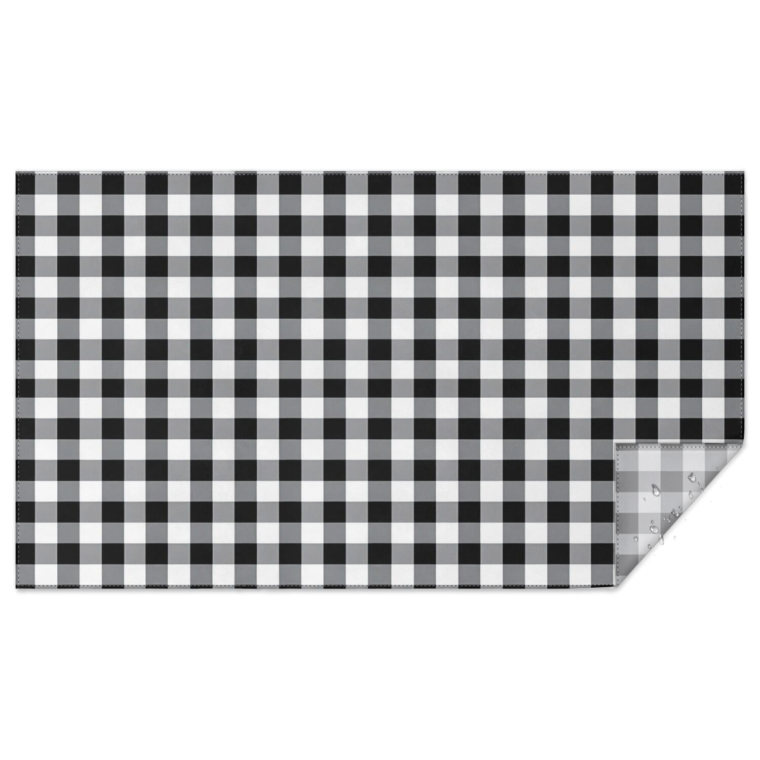 Black White Twisted Grid Simple Rectangle Tablecloth