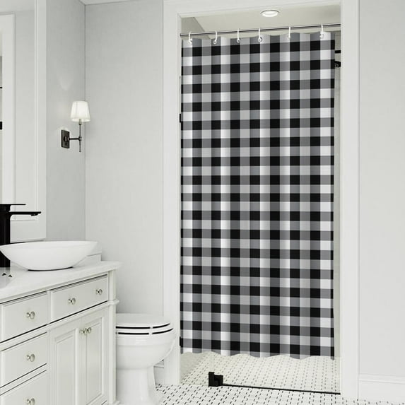 Black White and Gray Checkerboard Pattern Shower Curtain 36"x72" ,Bathroom Decorative Shower Curtains Set with 12 Hooks,Modern Waterproof Washable Shower Curtain