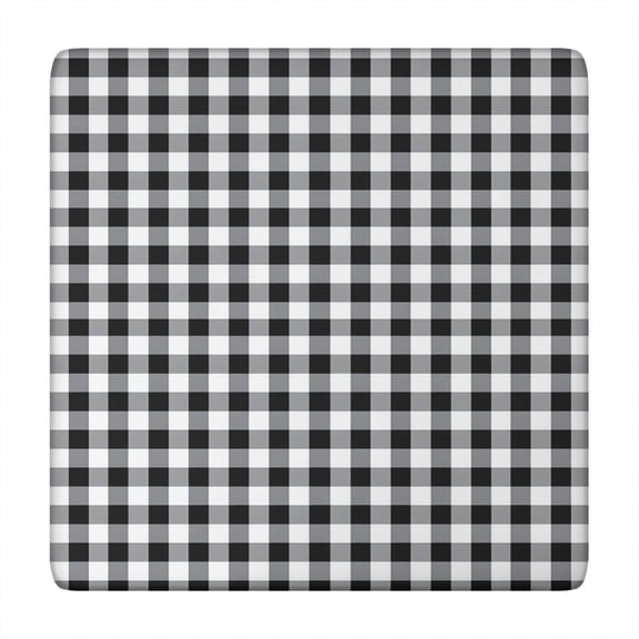 Black White and Gray Checkerboard Pattern Square Fitted Tablecloth with Elastic Edge,Square Table Cover,Washable Elastic Table Cover for Home Kitchen Party Decor 34"x34"