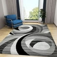 thumbnail image 1 of Black And White Gray Geometric Irregular Stripes Area Rugs, Modern Abstract Boho Circle Art Decorative Rug, With Anti-Slip Easy Clean Carpet For Living Room Bedroom Dining Room 3' x 4', 1 of 6