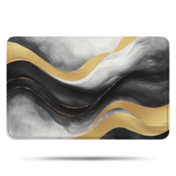 Black White Gray Gold Marble Pattern Bathroom Rugs Mat,Non Slip Microfiber Bathroom Rug,Rubber Backing,Soft Bathroom Mats for Bathroom Floor,Tub and Shower,17x27in(43x68cm)