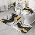 thumbnail image 1 of Black White Gray Gold Marble Pattern Bathroom Rugs Sets 3 Piece,Toilet Cover Set,Absorbent Non Slip Bathroom Mats Sets with U-Shaped Contour Rug Toilet Rug Set, 1 of 5