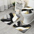 thumbnail image 1 of Black White Gray Gold Marble Pattern Bathroom Rugs Sets 3 Piece,Toilet Cover Set,Absorbent Non Slip Bathroom Mats Sets with U-Shaped Contour Rug Toilet Rug Set, 1 of 5