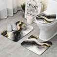 thumbnail image 1 of Black White Gray Gold Marble Pattern Bathroom Rugs Sets 3 Piece,Toilet Cover Set,Absorbent Non Slip Bathroom Mats Sets with U-Shaped Contour Rug Toilet Rug Set, 1 of 5