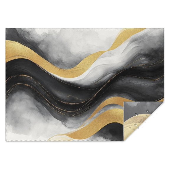 Black White Gray Gold Marble Pattern Rectangle Tablecloth 60"x84",Waterproof Polyester Rectangle Table Cloth, Wipeable Spillproof Polyester Tablecloth for Dining, Camping, Indoor and Outdoor
