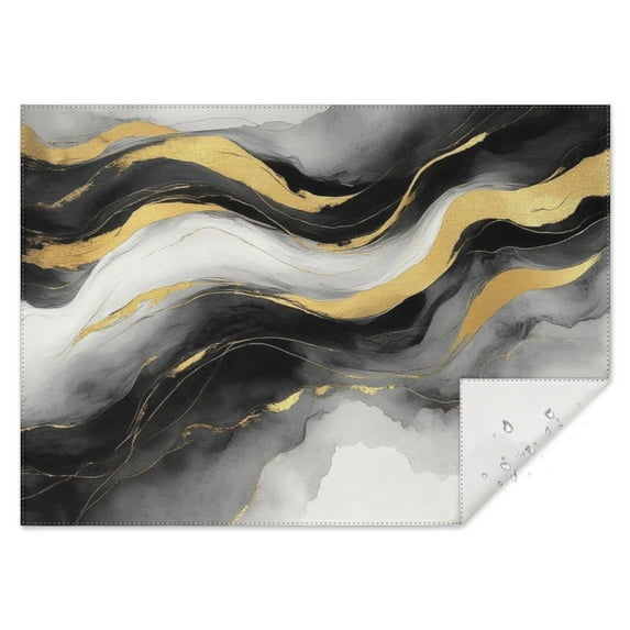 Black White Gray Gold Marble Pattern Rectangle Tablecloth 60"x84",Waterproof Polyester Rectangle Table Cloth, Wipeable Spillproof Polyester Tablecloth for Dining, Camping, Indoor and Outdoor