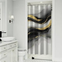 Black White Gray Gold Marble Pattern Shower Curtain 36"x72" ,Bathroom Decorative Shower Curtains Set with 12 Hooks,Modern Waterproof Washable Shower Curtain