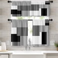 thumbnail image 1 of Black White Gray Kitchen Window Curtains Valance and Tier Set 36 Inch, Dark Grey Modern Geometric Rod Pocket Short Tier Curtain for Bathroom, Small Cafe Drapes for Kitchen Decor, 1 of 7
